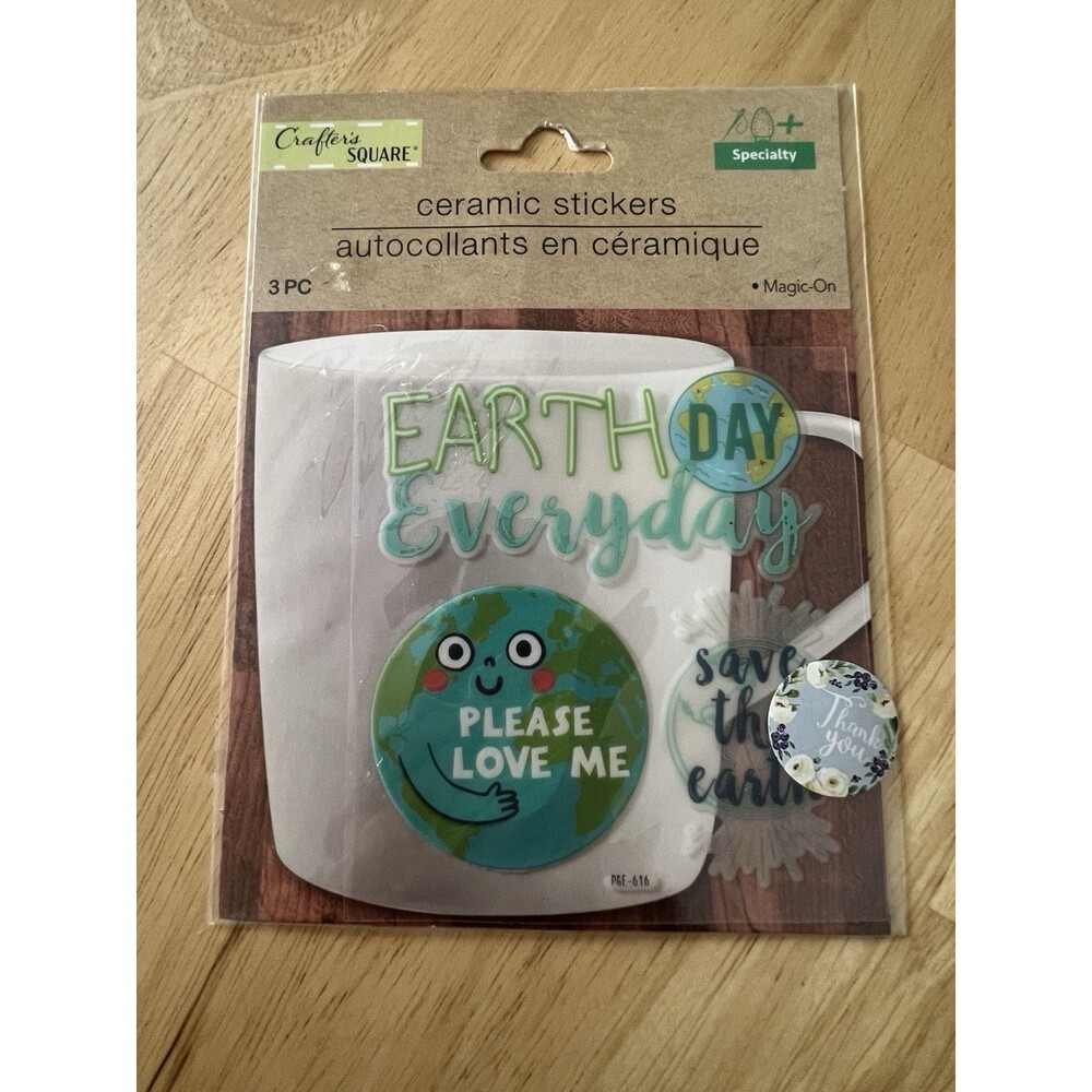 Earth Day Ceraminc Stickers Create your Own Mug 3 Pieces Save The Earth DIY